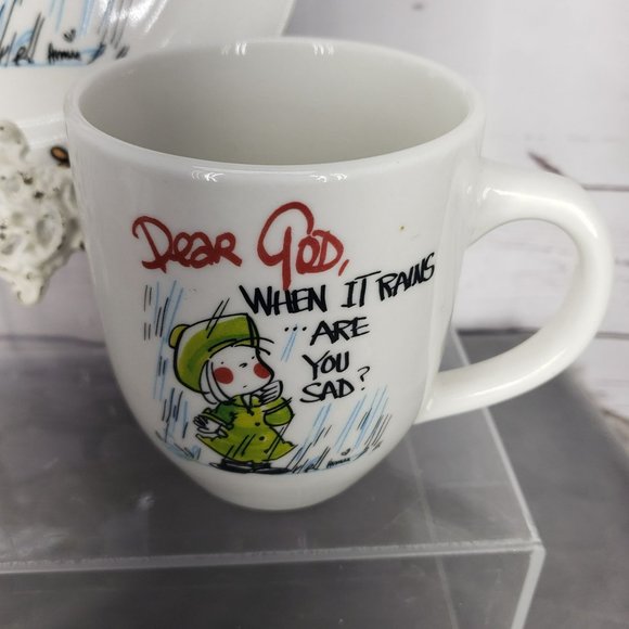 Royal Norfolk Dear God Porcelain Plate And Saucer‎ When It Rains Are You Sad - Picture 6 of 11